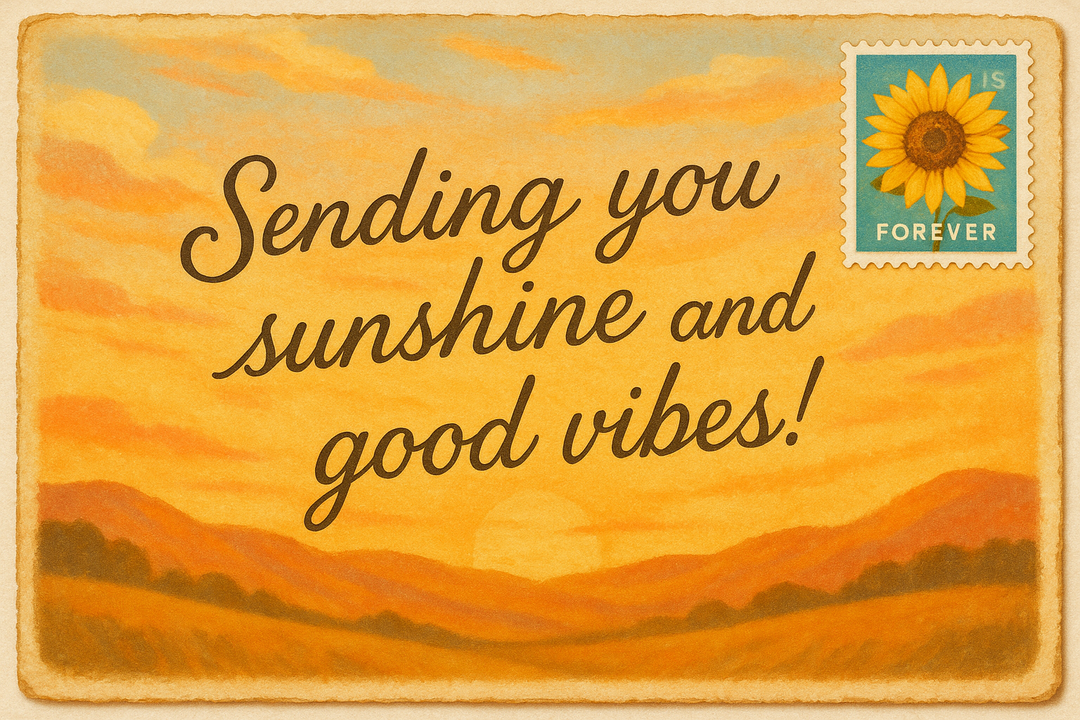 a postcard with a stamp and a positive message