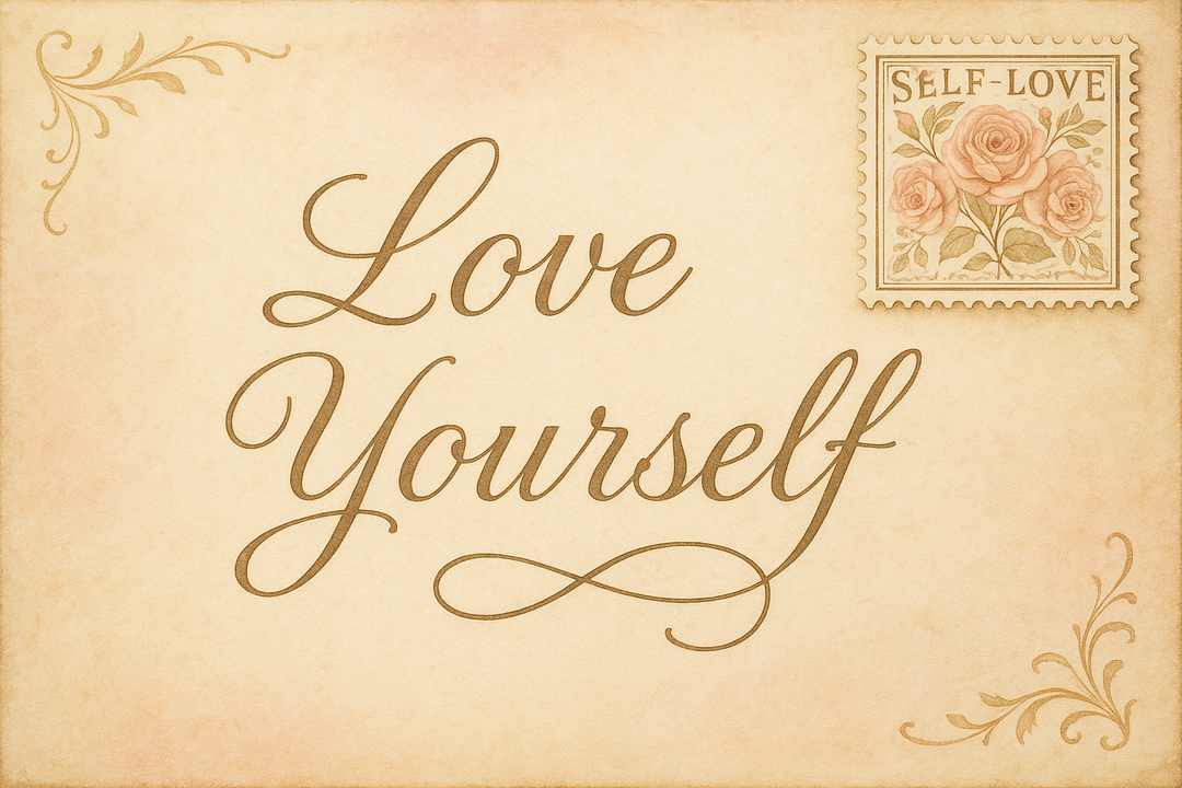 Postcard with a stamp that says self-love