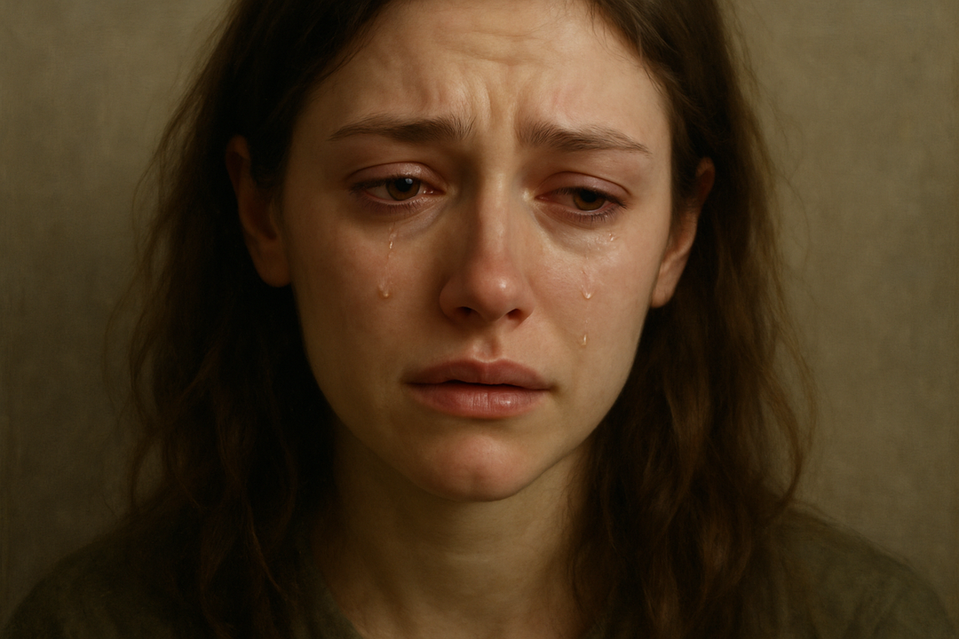 A lady crying