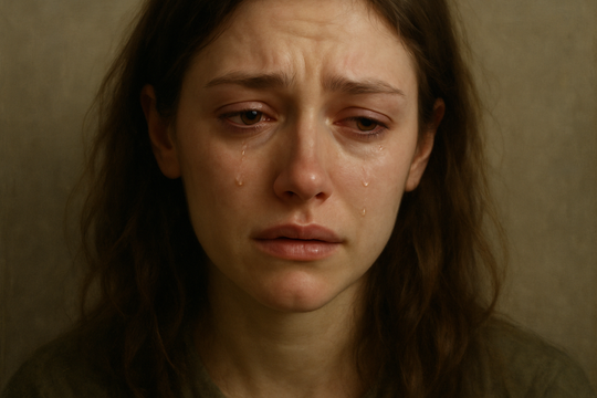 A lady crying